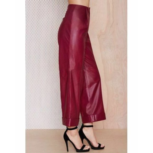 M.a.c X Runner High Rise Pleated Leather Pants - Picture 2 of 12